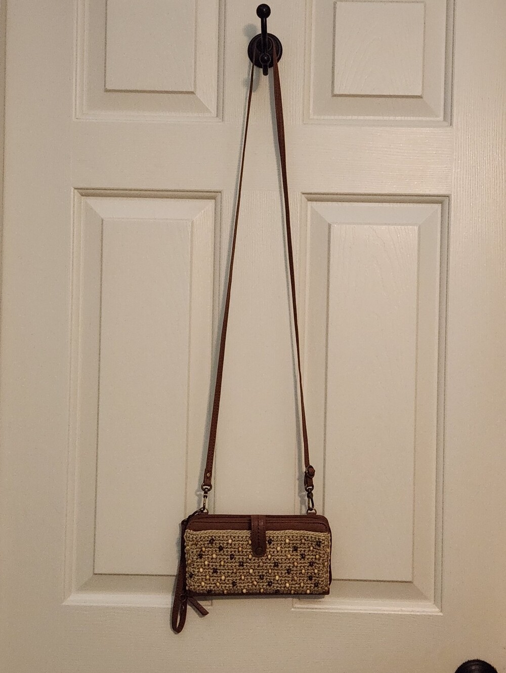 The Sak Brown Woven Crossbody Wallet